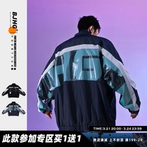 BJHG homemade winter stitching jacket mens tide brand INS super fire reflective loose and versatile casual couple coat special