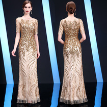 Noble evening dress girl 2022 new wedding young mother dress mother-in-law wedding dress winter