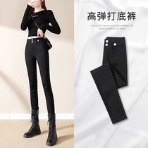 Black high-waisted jeans womens tight-fitting small feet autumn 2021 new spring and autumn thin Joker long pants