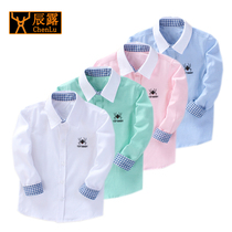 Boy Shirt Student White Inch Clothes Children Long Sleeve Shirt CUHK Childrens School Uniform Performance Clothing Spring Autumn New Child Clothing