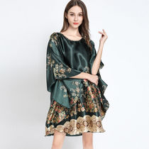 (90-260 catty)Xia Bing silk simulation silk night dress plus fat plus size loose bat type fat mm female 200 catty