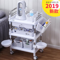 Beauty salon trolley Small bubble instrument cabinet Hair nail pattern embroidery shelf Multi-function mobile tool car
