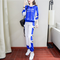 European station spring and autumn leisure sports suit women 2021 new thickened sweater Korean version of the fashion foreign style two-piece set