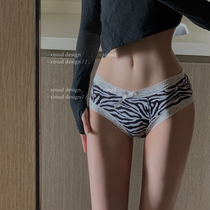 LA unruly Mustang * sexy lace panties womens low waist cotton stall no trace zebra pattern breifs