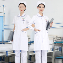 Nurse uniform long sleeve female Blue side round neck short sleeve summer set pharmacy white coat medical beauty dental work uniform