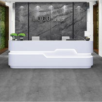 White curved paint front desk reception desk corner curved arc beauty salon cash register hotel bar desk spot