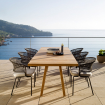 Outdoor Nordic Rock Plate Dining Table And Chairs Open-air Balcony Villa Garden Simple Leisure Rattan Chair Outdoor Waterproof Braiding Chair