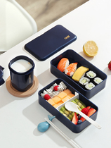 Double-layer Japanese lunch box layered office worker simple cute girl heart student canteen portable lunch box set