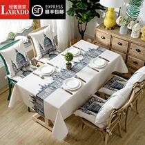 LXRXDD European table chair suite set rectangular cotton tablecloth waterproof and hot oil resistant network red table