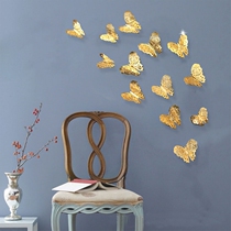 Simulation butterfly jewelry curtain pin wall sticker self-adhesive bedroom warm 3d three-dimensional bedroom background wall decoration