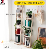 Japanese-style living room Trapezoidal bookshelf partition shelf Decorative frame Multi-layer partition frame Floor-to-ceiling creative solid wood environmental protection
