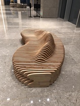 Creative mall wooden slice seat public rest area waiting bench outdoor anticorrosive Oak pure handmade