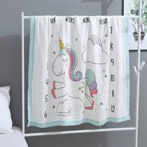 Baby four layers of bamboo cotton yarn cloth towel Baby cartoon summer blanket Newborn bath towel Super soft hug quilt four seasons