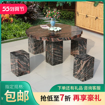 Stone Table Stone Bench Courtyard Garden Outdoor Home Natural Granite Casual Table And Chairs Modern Minima Stone Table