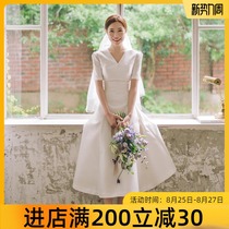 French light wedding dress 2021 new bride wedding registration dress female small man super fairy gauze simple daily
