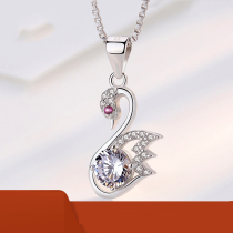 Pure silver necklace female Korean version collarbone swan temperament pendant 2021 The new little crowddesign gift sends girlfriend A