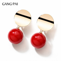 Silver needle Red Imitation Pearl Valentines Day stud fashion retro earrings female temperament 2021 New Tide Net red ear clip
