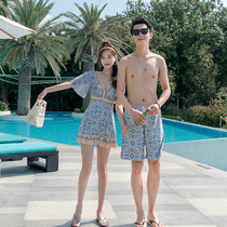 Loose beach pants conservative thin belly size chest steel support for couples swimwear one-piece dress swimsuit women