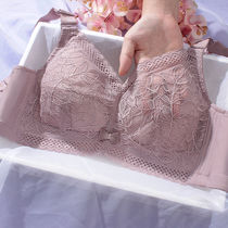 Underwear Summer thin section Womens large chest display small anti-drooping collection of breasted breast without steel ring to gather large size bra hood