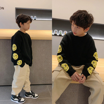 Clearance does not return the boy sweater pullover autumn and winter childrens smiling face sweater primary school childrens middle school children