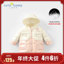 cutebunny baby winter clothes little girl padded down jacket foreign style princess baby warm hooded coat tide