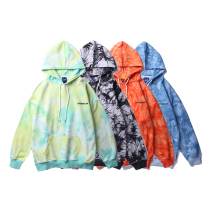 2019 autumn and winter new products original trendy brand terry tie-dyed sweater men and women gradient color loose hooded black green blue orange