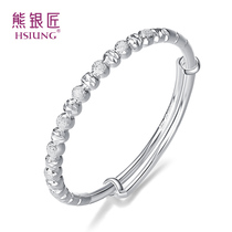 Bear Silversmith sterling silver bracelet S9999 sterling silver frosted beaded jewelry female push-pull bracelet Tanabata gift for girlfriend gift