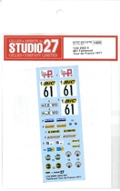 Studio 27 Water Sticker 1 24 BMW 2002TI #61 Tour de France 1971 DC1215