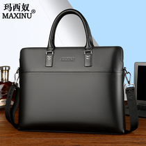 Masinu head layer cowhide mens Hand bag leather bag mens bag shoulder crossbody business briefcase handbag