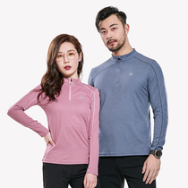 Original design spring and summer new womens long sleeve T-shirt stand collar fitness mens quick clothes sports breathable thin running outdoor