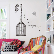 Voya Living Room TV Background Wall Bedroom Study Dining Room Foyer Three Generation Removable Wall Sticker Bird Love Cage