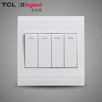 TCL switch socket Legrand 86 type wall switch socket panel Meilun Mountain Ya white four-open double control fluorescence