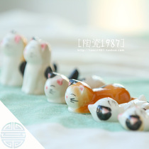 zakka tableware miscellaneous household ornaments Ceramic kitten chopstick holder Ceramic chopstick holder Cat ornaments Gift