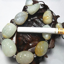 Jade collection Xinjiang Hetian Jade seed material raw stone natural skin eight fairy bracelet hand string Su Gong carving National carving