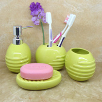 Fashion ceramic hand wash packaging press bottle mouthwash cup creative bath lotion device four pieces