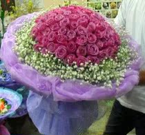 99 Purple Rose Bouquet Birthday Surprise Gift Flower Shanghai City Corsage Express Christmas Valentines Day