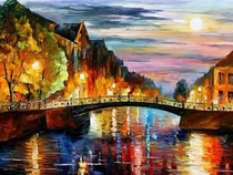New DMC cross stitch living room big classic European oil painting Bridge