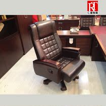 Rentu office furniture leather boss chair Big chair cowhide chair Solid wood feet Supervisor chair Office chair can lie