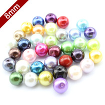 8mm glass imitation pearl) 30 multi-color artificial Pearl round beads handmade DIY material loose beads 1