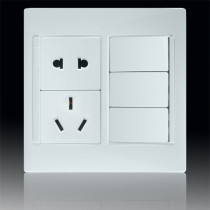 Simon switch socket panel 52 series five-hole socket three open dual control 120 type vertical installation