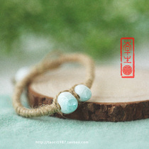 Ceramic 1987 Jingdezhen jewelry creative jewelry handmade ice crack bead woven hemp rope ceramic bracelet