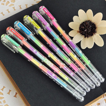 Japan and South Korea stationery colorful color changing highlighter pen 6 color water chalk color pen chalk color pen black page