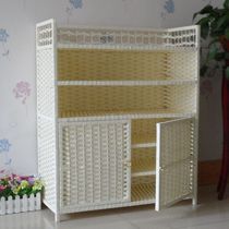 Rattan simple modern shoe cabinet full large capacity hall cabinet living room solid wood simple shoe rack pastoral storage rack