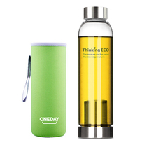 ONEDAY glass Car water cup with tea filter Teacup Outdoor portable travel lemon cup Distribution cup holder