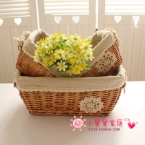 Storage basket Rattan basket pastoral dirty clothes storage basket kitchen bathroom storage basket desktop storage basket