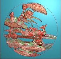 Lotus Mandarin duck size 360*349 computer engraved drawing relief drawing gray scale design material file