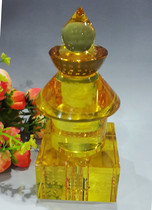 Golden yellow crystal five-wheel pagoda crystal pagoda crystal pagoda crystal pagoda Crystal Buddha