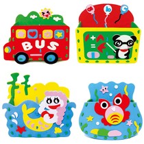 R12 pen holder cartoon children EVA handmade three-dimensional paste painting DIY3D creative educational toy