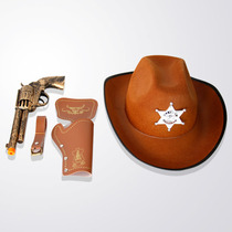 Halloween Christmas West cowboy hat imitation revolver holster dress up props adult play cosplay hat