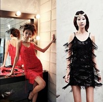 2019 New temperament socialite Slim sling tassel sequin V collar hip dress